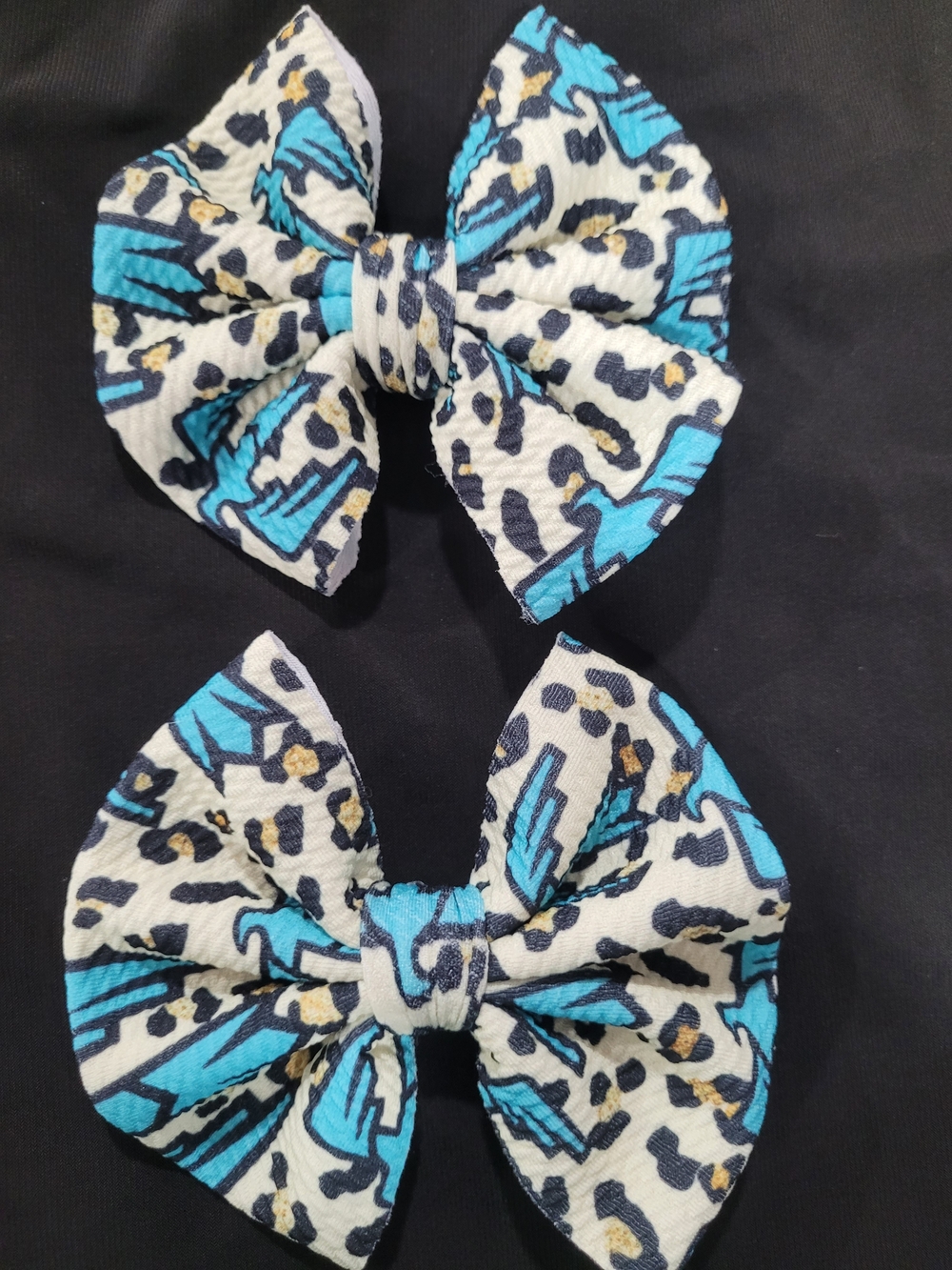 Blue Leopard Print Kids Hair Bow Clip - Fashionable Hair Accessory